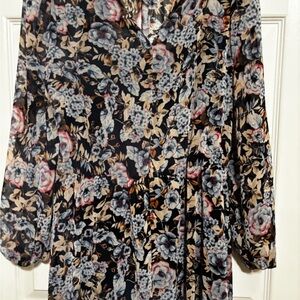 Banana Republic Multicolor Floral Long Sleeve Dress